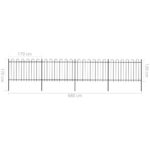 vidaXL Záhradný plot s oblúkom navrchu, oceľový 714,5x120 cm, čierny – Obrázok 5