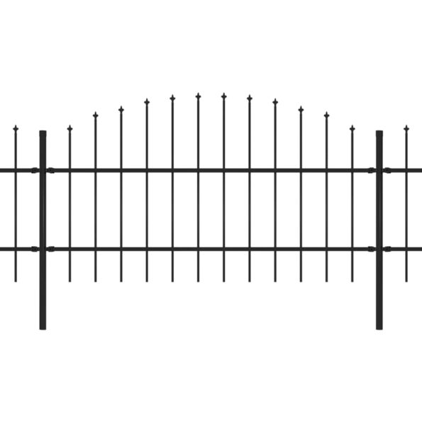 vidaXL Záhradný plot s hrotmi, oceľ (0,75-1)x8,5 m, čierny – Obrázok 2