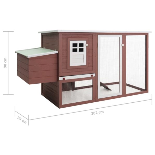 vidaXL Vonkajšia klietka/domček pre sliepky s 1 hniezdom, hnedá, drevo – Obrázok 8