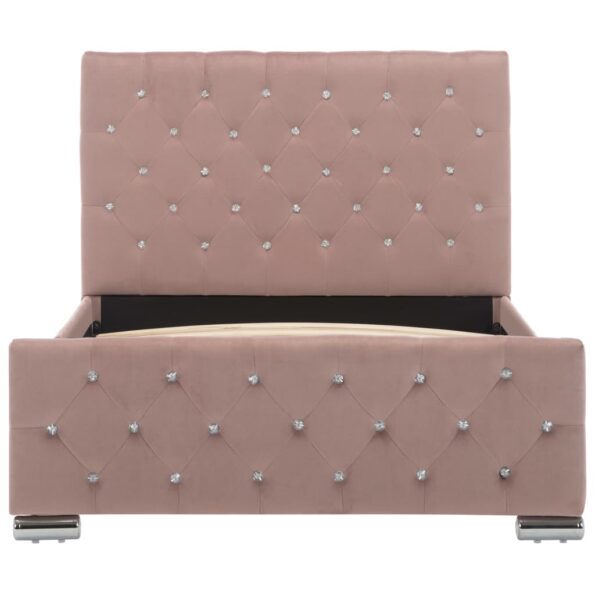 vidaXL Posteľný rám, ružový, zamat 100x200 cm – Obrázok 4
