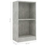 VidaXL Knižnica Concrete Grey 40x24x75 cm Engineered Wood – Obrázok 6