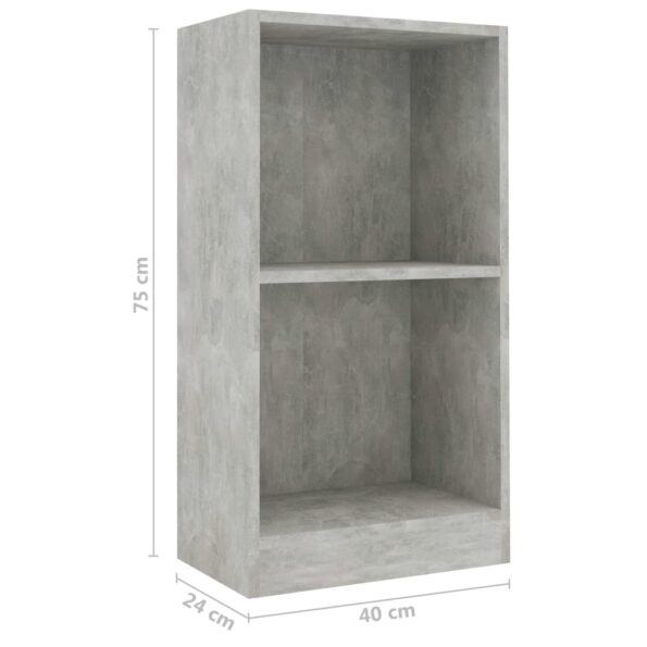 VidaXL Knižnica Concrete Grey 40x24x75 cm Engineered Wood – Obrázok 6