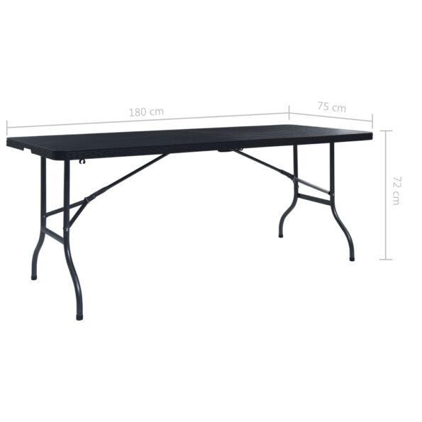 vidaXL Skladací záhradný stôl, čierny 180x75x72cm,HDPE imitácia ratanu – Obrázok 5