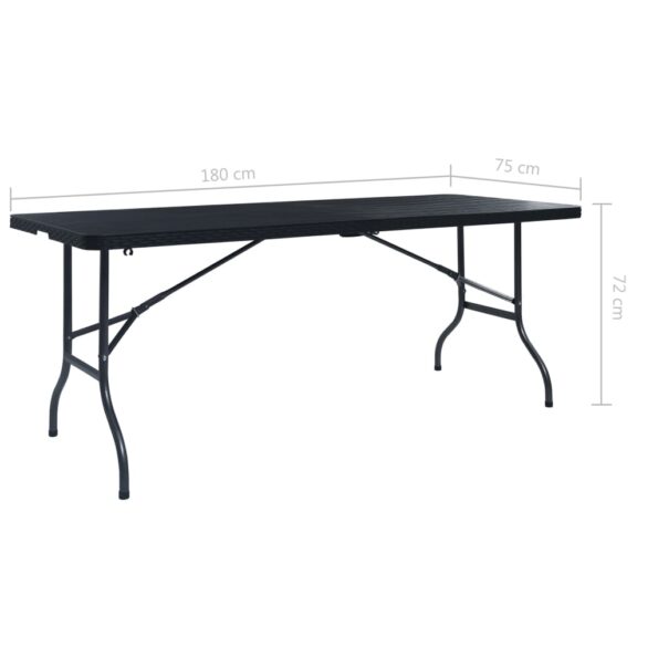 vidaXL Skladací záhradný stôl, čierny 180x75x72cm,HDPE imitácia ratanu – Obrázok 6