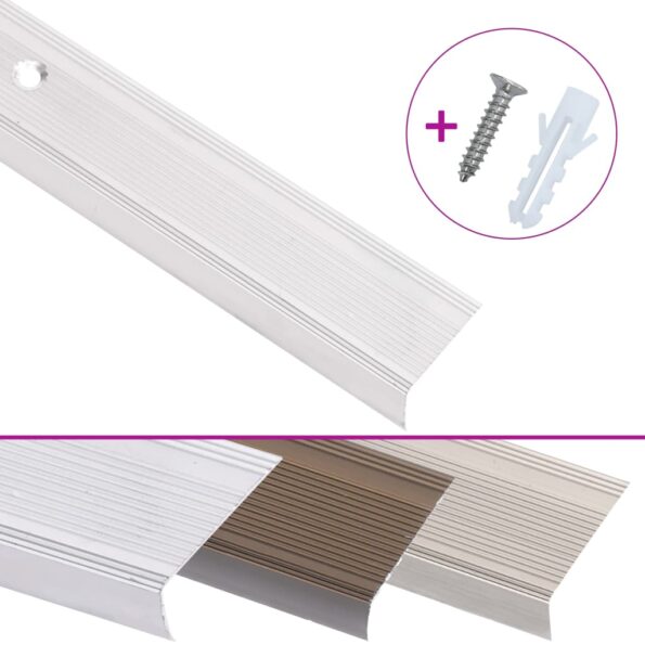 vidaXL Schodové lišty v tvare L 15 ks, hliník 90 cm, strieborné – Obrázok 2