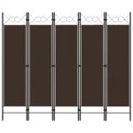 vidaXL Paraván s 5 panelmi, hnedý 200x180 cm