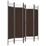 vidaXL Paraván s 5 panelmi, hnedý 200x180 cm – Obrázok 3