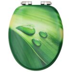 vidaXL WC sedadlo s pomalým sklápaním MDF zelený dizajn s kvapkou – Obrázok 5