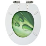 vidaXL WC sedadlo s pomalým sklápaním MDF zelený dizajn s kvapkou – Obrázok 6