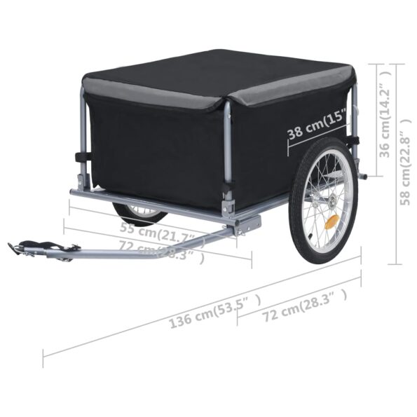 vidaXL Príves na bicykel, čierno sivý 65 kg – Obrázok 6