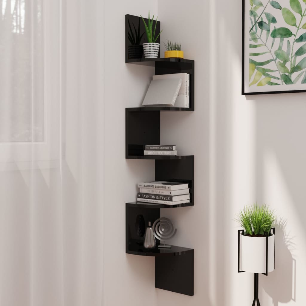VXL8720286344361_m_en_hd_1.jpg vidaXL Nástenný rohový regál lesklý čierny 19x19x123cm, kompozit drevo – Obrázok 1