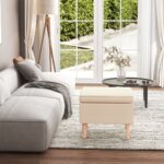 vidaXL Taburetka s drevenými nohami krémová látková