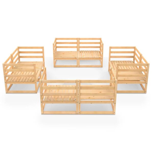 vidaXL 8-dielna záhradná sedacia súprava, borovicový masív – Obrázok 3