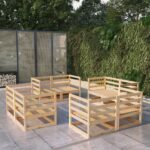 vidaXL 8-dielna záhradná sedacia súprava, borovicový masív