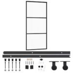 vidaXL Posuvné dvere s kovaním ESG sklo a hliník 90x205 cm – Obrázok 2