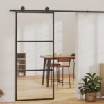 vidaXL Posuvné dvere s kovaním ESG sklo a hliník 90x205 cm