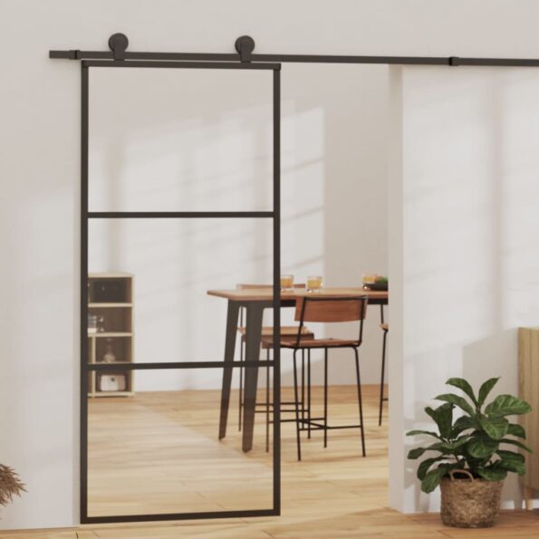 VXL8720286648964_m_en_hd_1.jpg vidaXL Posuvné dvere s kovaním ESG sklo a hliník 90x205 cm – Obrázok 1