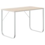 vidaXL Počítačový stôl biely a dubový 110x60x73 cm drevotrieska – Obrázok 2