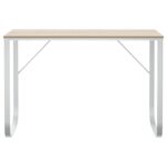 vidaXL Počítačový stôl biely a dubový 110x60x73 cm drevotrieska – Obrázok 3