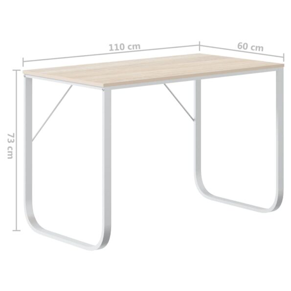 VXL8720286652398_g_en_hd_4.jpg vidaXL Počítačový stôl biely a dubový 110x60x73 cm drevotrieska – Obrázok 6