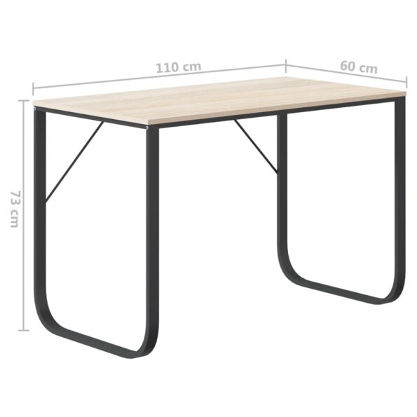 vidaXL Počítačový stôl čierny a dubový 110x60x73 cm drevotrieska – Obrázok 6