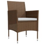 vidaXL 7-dielna záhradná jedálenská súprava s vankúšmi hnedá a čierna – Obrázok 3