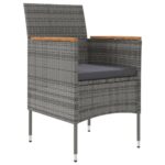 vidaXL 7-dielna záhradná jedálenská súprava s vankúšmi sivá a čierna – Obrázok 4