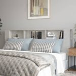 vidaXL Čelo postele so skrinkou betónovo sivé 220x18,5x104,5 cm