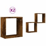 vidaXL Nástenné poličky Cube 2 ks Dub dymový 30x15x30 cm – Obrázok 2