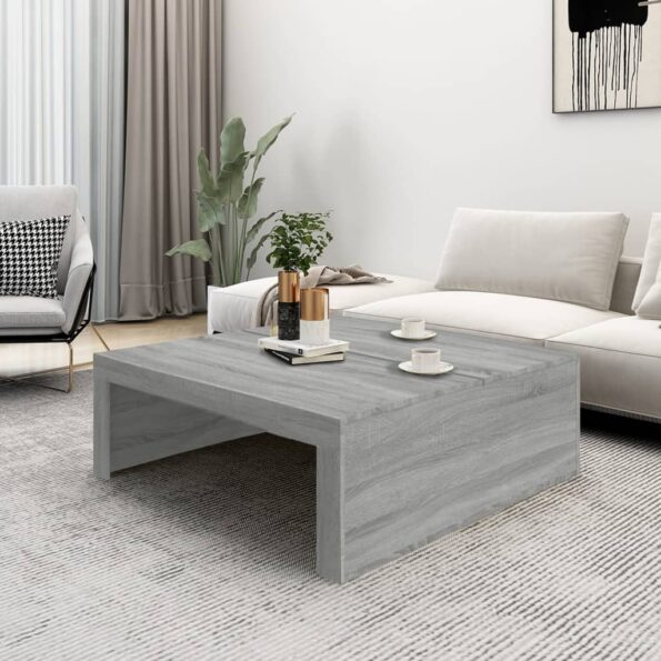 vidaXL Konferenčný stolík sivý sonoma 100x100x35cm spracované drevo – Obrázok 6