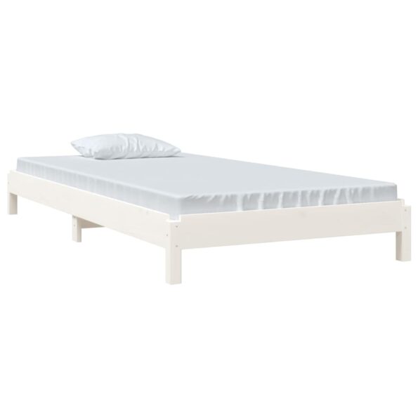 vidaXL Stohovateľná posteľ biela 90x190 cm borovicový masív – Obrázok 3