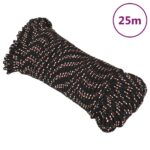 vidaXL Lodné lano čierne 4 mm 25 m polypropylén