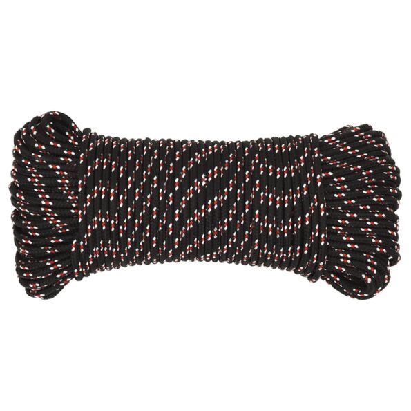 vidaXL Lodné lano čierne 4 mm 25 m polypropylén – Obrázok 3