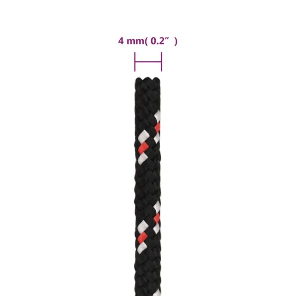 vidaXL Lodné lano čierne 4 mm 25 m polypropylén – Obrázok 6
