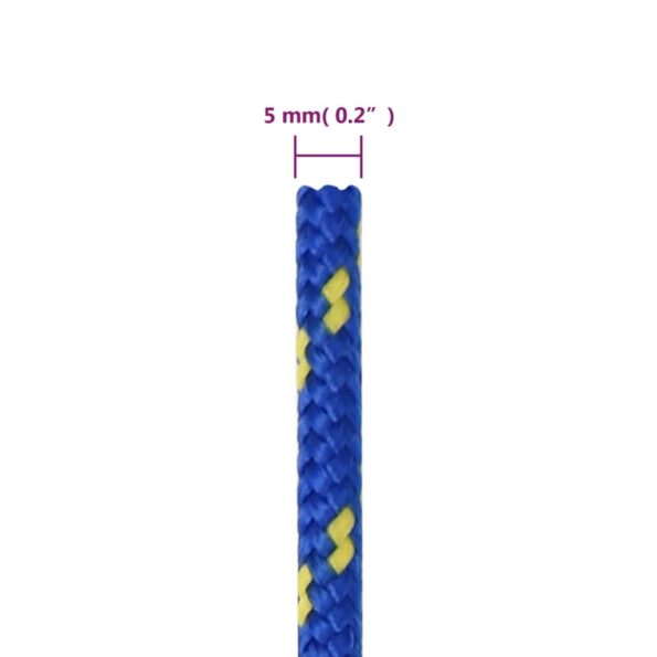 vidaXL Lodné lano modré 5 mm 25 m polypropylén – Obrázok 6