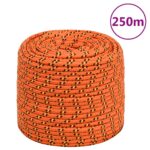 vidaXL Lodné lano oranžové 10 mm 250 m polypropylén