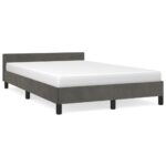vidaXL Posteľ bez matraca tmavosivá 120x200 cm zamat – Obrázok 2