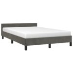vidaXL Posteľ bez matraca tmavosivá 120x200 cm zamat – Obrázok 3
