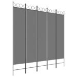 vidaXL 5-panelový paraván antracitový 200x200 cm látkový – Obrázok 2