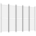 vidaXL 5-panelový paraván biely 250x180 cm látka – Obrázok 2