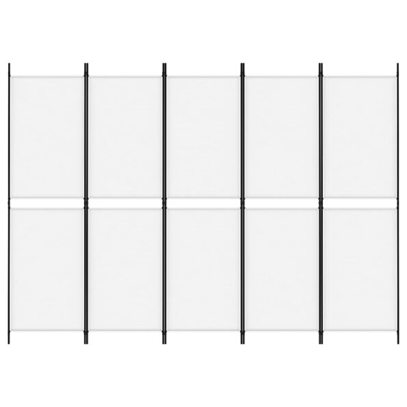 vidaXL 5-panelový paraván biely 250x180 cm látka – Obrázok 3