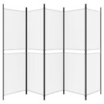 vidaXL 5-panelový paraván biely 250x180 cm látka – Obrázok 4
