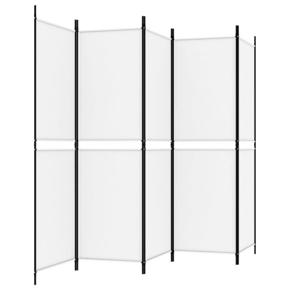 vidaXL 5-panelový paraván biely 250x180 cm látka – Obrázok 5
