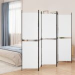 vidaXL 5-panelový paraván biely 250x180 cm látka