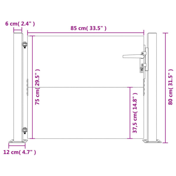 vidaXL Záhradná brána 100x75 cm, cortenová oceľ – Obrázok 11