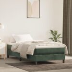 vidaXL Posteľný rám s boxspringom tmavozelený 90x200 cm zamat