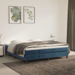 vidaXL Posteľný rám na boxspring tmavomodrý 160x200 cm zamat
