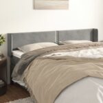 vidaXL Čelo postele so záhybmi bledosivé 203x16x78/88 cm zamat