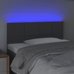 vidaXL Čelo postele s LED tmavosivé 80x5x78/88 cm látka – Obrázok 3