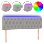 vidaXL Čelo postele s LED bledosivé 144x7x78/88 cm látka – Obrázok 2